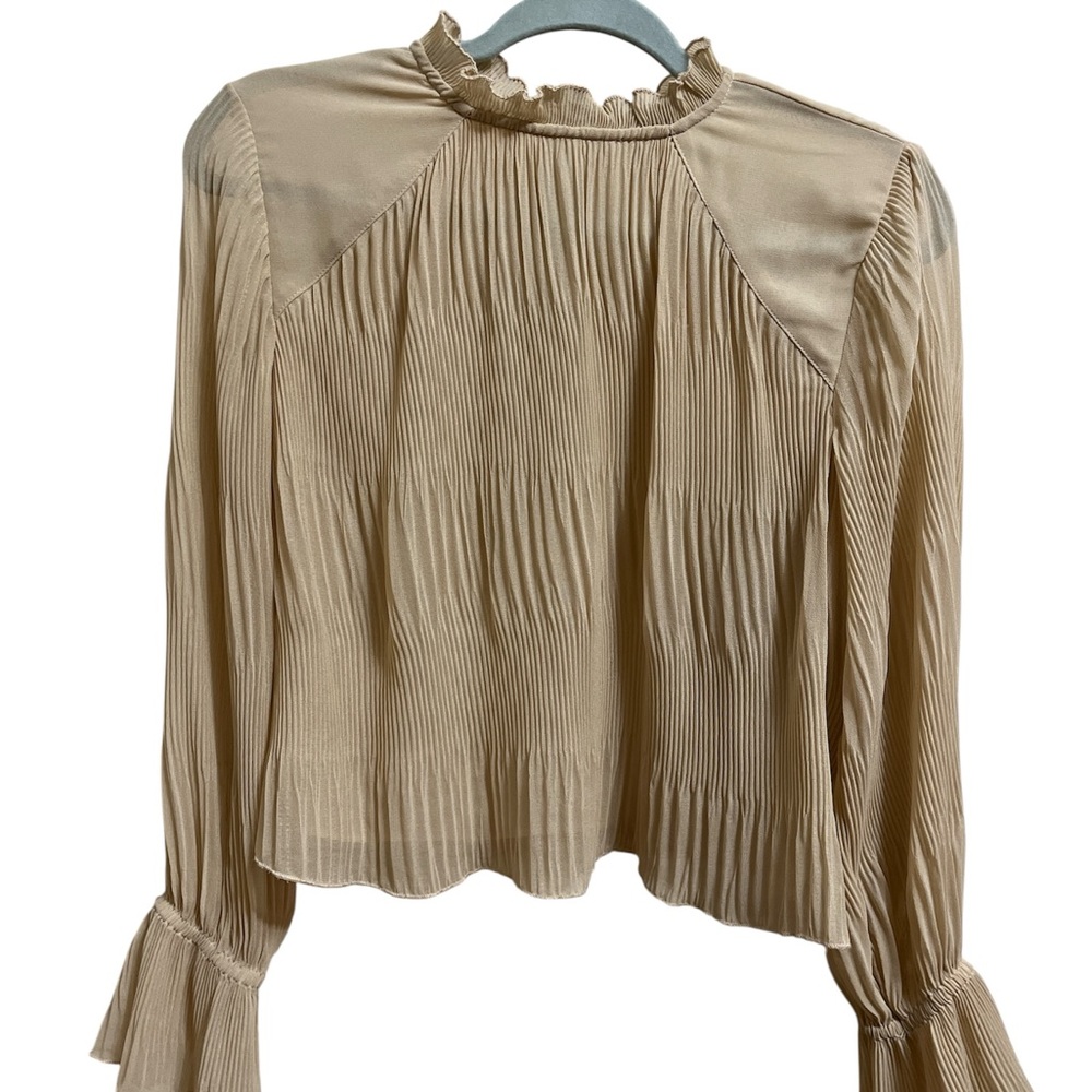 Zara Tan Pleated Blouse